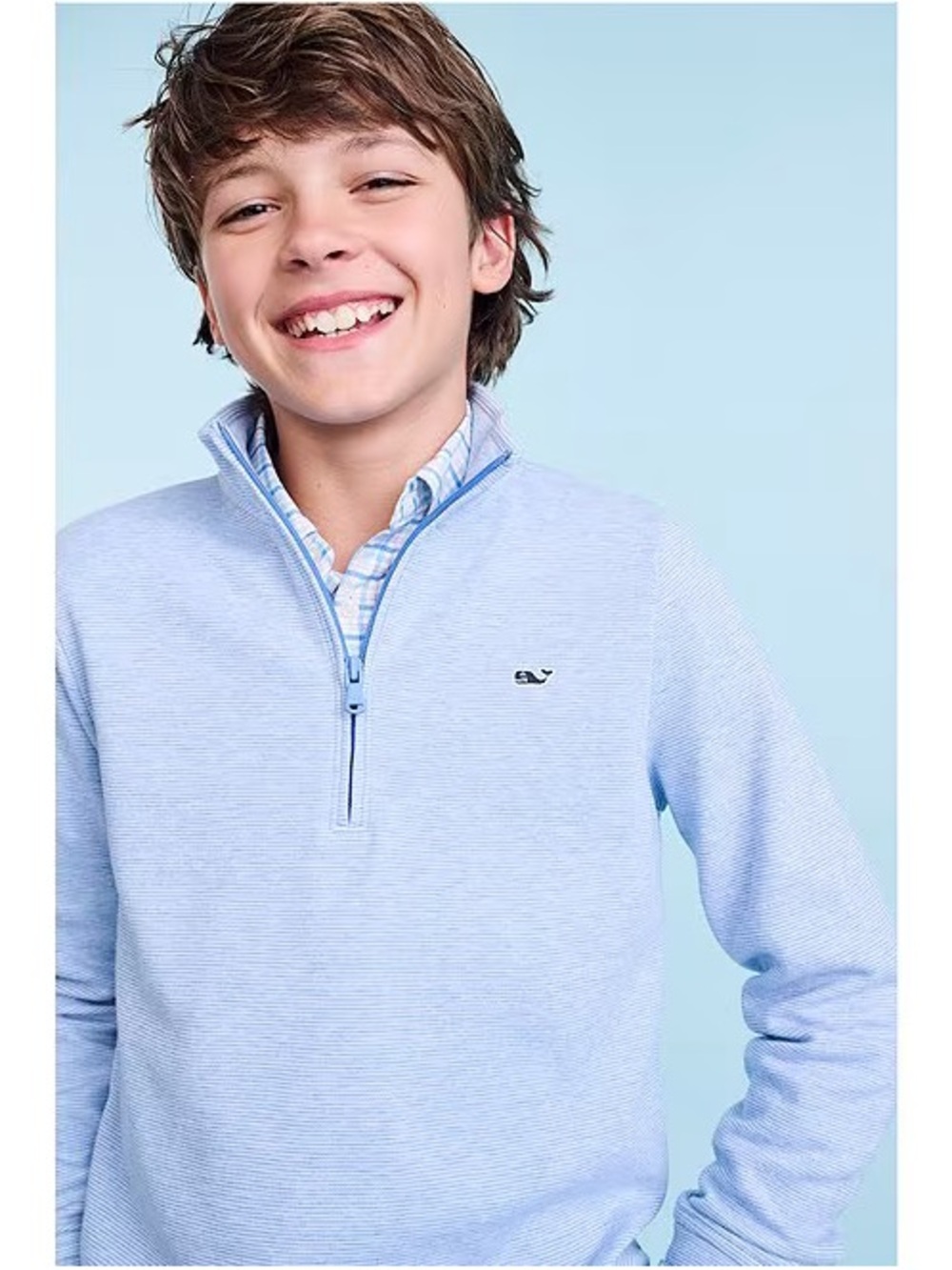 Vineyard Vines Boys' Sky Blue Quarter-Zip Pullover